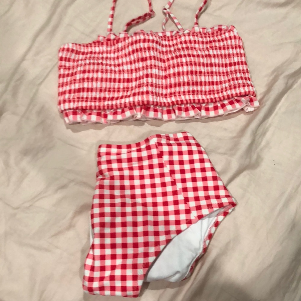 Red and White Gingham Print Bikini